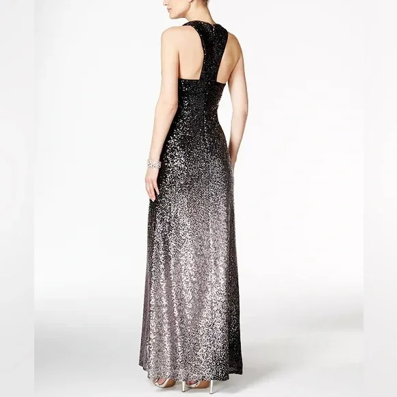 XSCAPE Ombré Sequined Racerback Gown